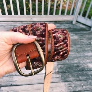LUCKY BRAND Leather Beaded Belt